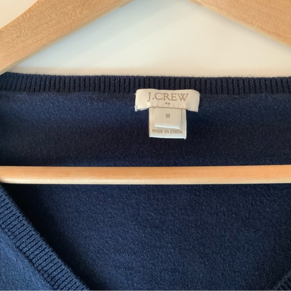J Crew classic lightweight navy cotton v-neck sweater - Picture 2 of 5